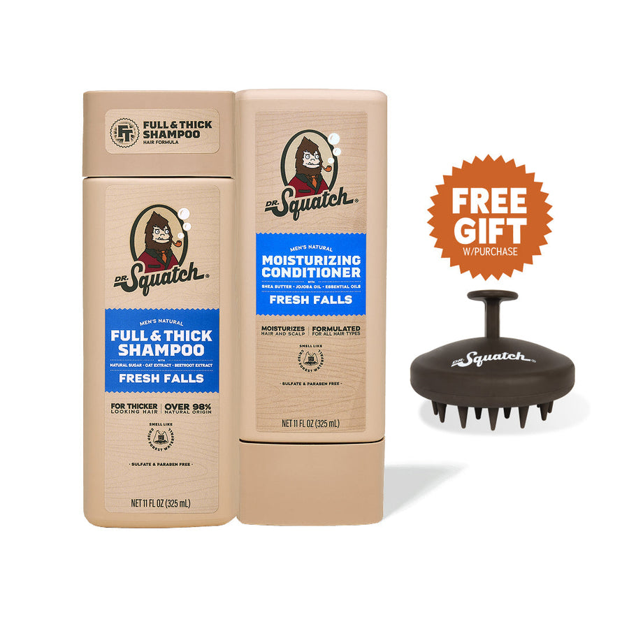 Dr. Squatch Hair Care Kit + Free Scalp Scrubber | Full & Thick Shampoo | Moisturizing Conditioner | Natural Products for Men - Home Choice