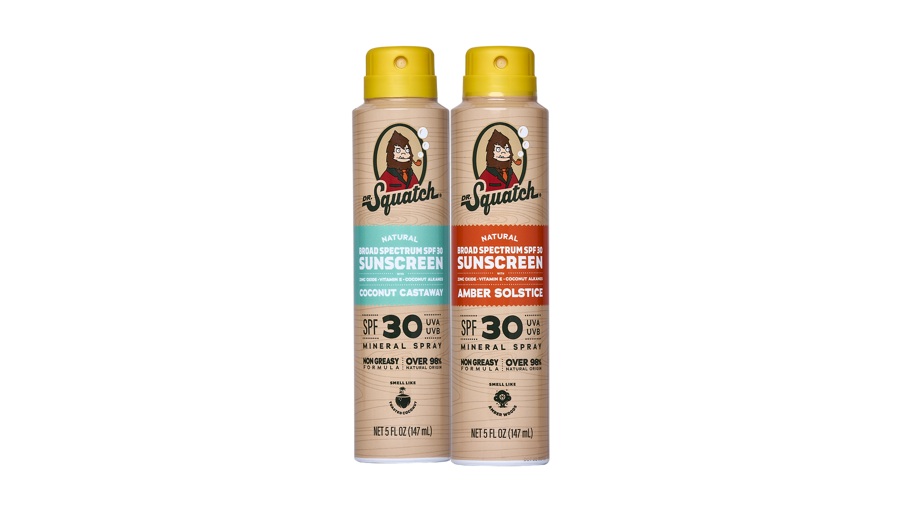 Dr. Squatch Spray 2-Pack | SPF 30 UVA/UVB Protection | Non-Greasy Mineral Sunscreen for Men - Clean Bundle